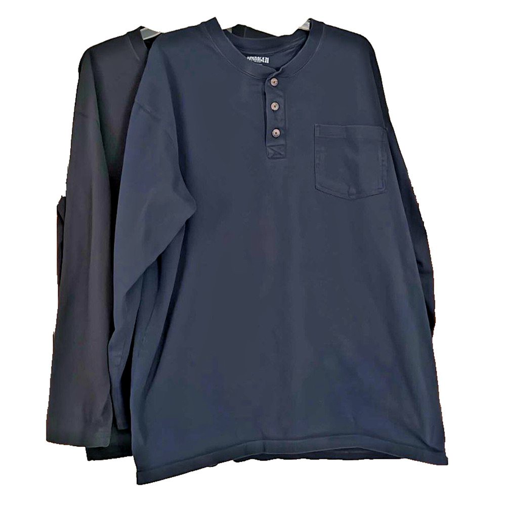 2 Duluth Mens Shirts Size 2XL Black & Navy Long Sleeves Longtail Relaxed